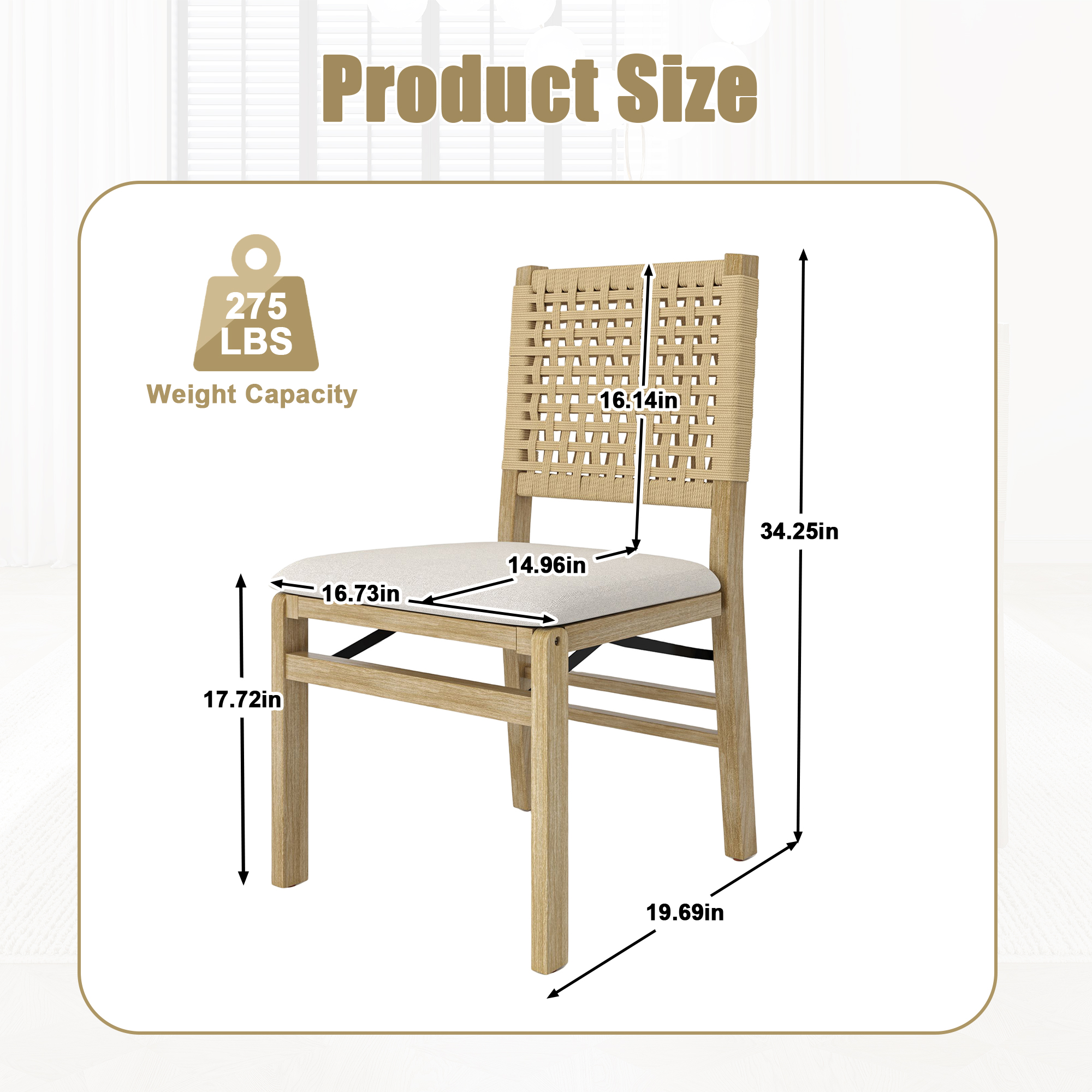 MOONMISS Scandinavian Style Solid Wood Frame Folding Dining Chair(set of 2) for Kitchen,Living Room