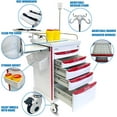 thumbnail image 5 of POCHAR Medical Crash Cart with Emergency Accessory - Mobile Emergency Cart for Hospitals and Clinics (Red-White), 5 of 10