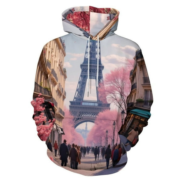 Colorful Eiffel Tower in Spring Men's Women New Sweatshirt Hoodie Men's Plus Size Sweatshirt Hooded Sweatshirt 3d Printed Street Men's Cloth