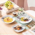thumbnail image 6 of VEWEET, Series Zoey, 18-Piece Porcelain Dinnerware Set, Ivory White Black Decals Dinner Set, Service for 6, 6 of 7