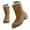 Khaki, variant on Retro Suede Mid Calf Boots with Side Zipper and Heel for Women's Fashionable Winter Comfort and Warmth