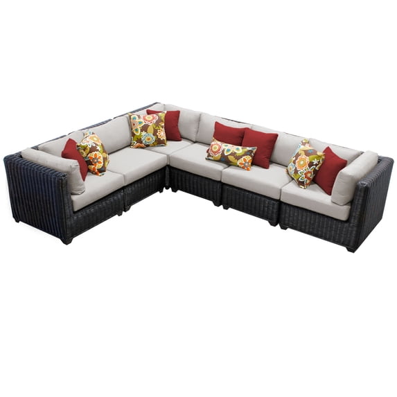 Rustico 6 Piece Outdoor Wicker Patio Furniture Set 06b