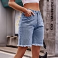 thumbnail image 1 of Pantalones cortos de pierna recta, pantalones cortos de mezclilla para mujer Pantalones cortos de mezclilla rectos para mujer Pantalones cortos de mezclilla Máxima confiabilidad, 1 of 6