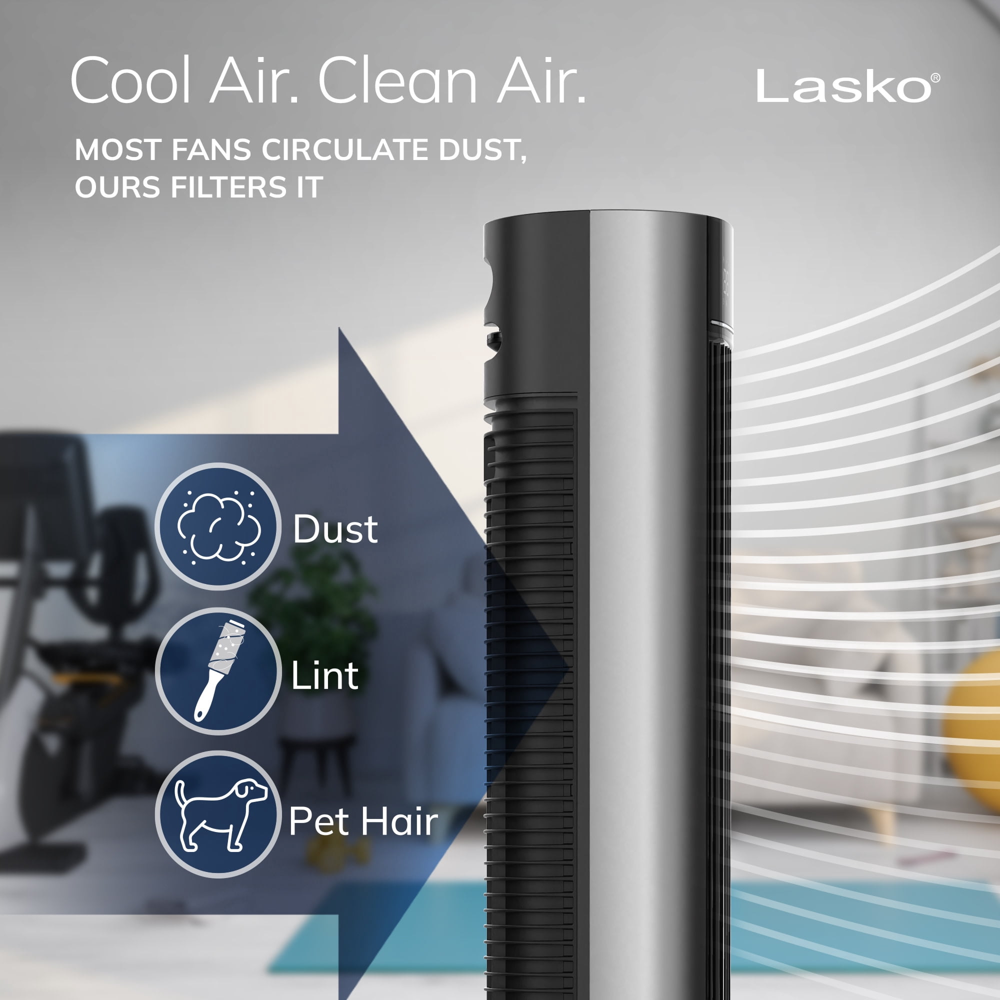 Lasko 40" Quiet Oscillating Tower Fan with Remote Control, DC Motor and 12 Speeds for Whole Room Bedroom Cooling, Black, TDC401