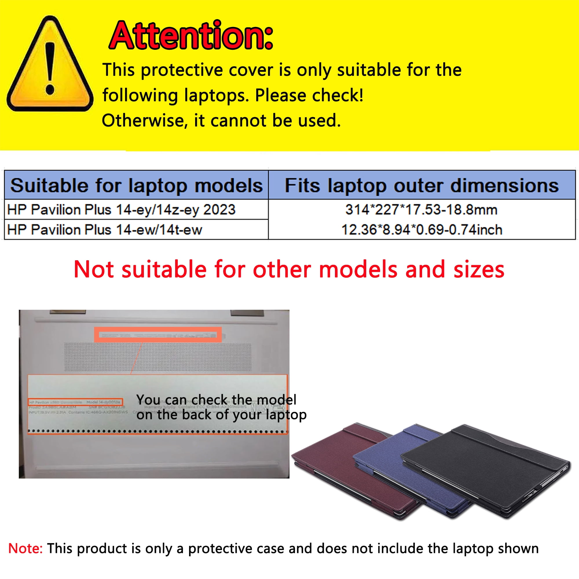 Laptop Case Cover for 14 inch HP Pavilion Plus Laptop 14-ey 14z-ey 14-ew 14t-ew Notebook PC Sleeve,Detachable PU leather Protective Bag Accessory