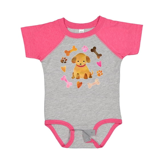 Inktastic Cute Puppy Valentine with Hearts and Bones Boys or Girls Baby Bodysuit
