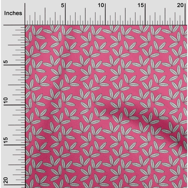 oneOone Tissu Popeline de Coton Imprimé Feuilles pour Couture Largeur 42 Pouces