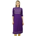 thumbnail image 1 of Bimba Womens Rayon Designer Tunic Lace Detail Yoke Kurtis Top Straight Blouse, 1 of 8