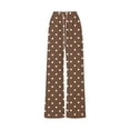 thumbnail image 4 of hotojiny Girls Wide Leg Sweatpants Polka Dot Print Baggy Pant with Drawstring Casual Elastic Waist Loose Athletic Pants(Brown,11-12 Years), 4 of 6