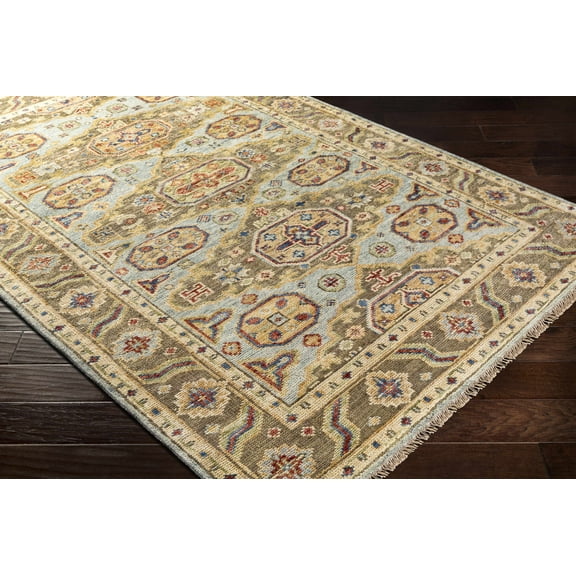 Hauteloom Temvik Wool Living Room, Bedroom Area Rug - Bohemian/Global - Aqua, Blue, Brick Red - 2' x 3'