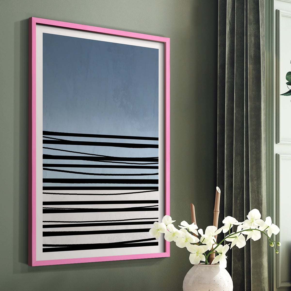 Abstracto Azul II in Paper Solid Wood 11 x 14 Framed Print