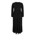 thumbnail image 4 of Women's Lantern Long Sleeve Ribbed Knit Sweater Dress Casual Crew Neck High Waisted Long Dresses A-Line Ruffle Hem Flowy Dresses, 4 of 6