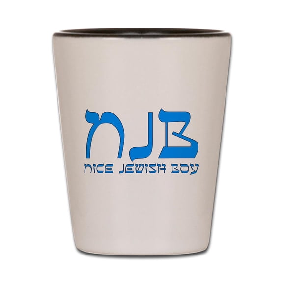 CafePress - NJB Nice Jewish Boy - White/Black Shot Glass, Unique and Funny Shot Glass