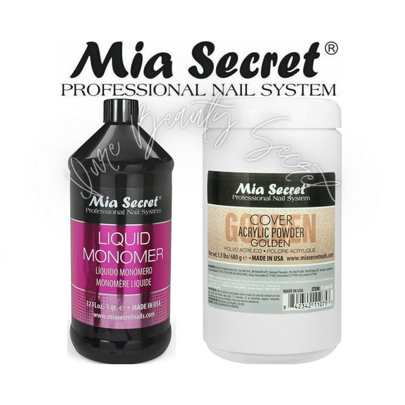 Mia Secret Liquid Monomer 32 oz & Cover Golden 1.5 lb