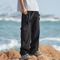 thumbnail image 3 of Pantalones cargo Y2k para hombre, estilo vintage, estilo emo, nuevos pantalones holgados para trabajo callejero, pantalones holgados de corte regular para verano con múltiples bolsillos para hombre, 3 of 5