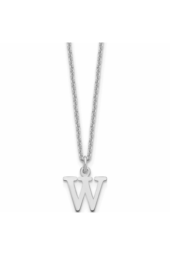 10K White Gold 10Kw Cutout Letter W Initial Necklace Made In United States -Jewelry By Sweet Pea