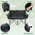 thumbnail image 4 of Double Camping Chair for Adults, 2 Person Loveseat Camping Chair with Cup & Wine Glass Holder, Portable Padded Double Folding Chair for Outdoor Camp Lawn Picnic Sports, Support 600LBS (Black), 4 of 14