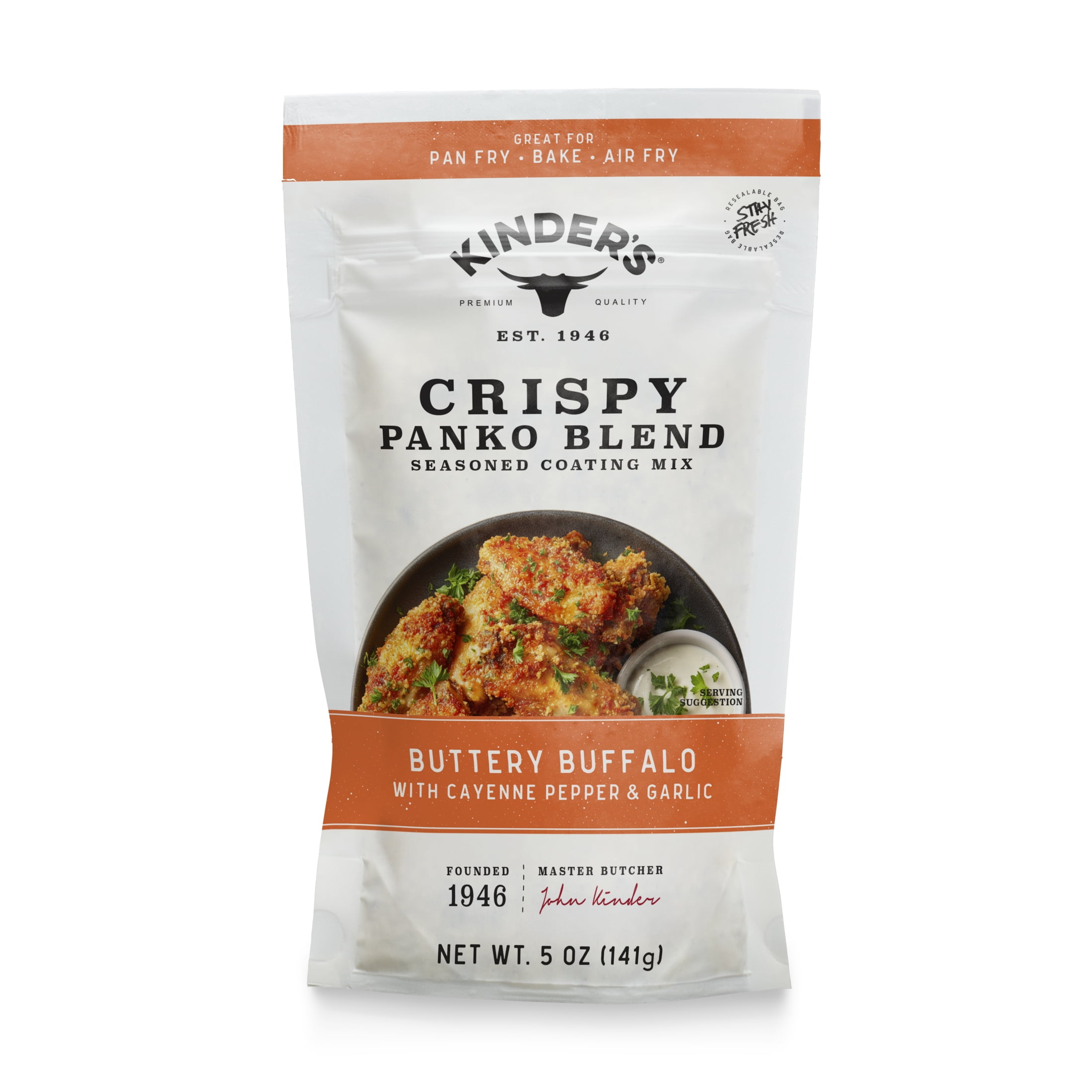 (3 pack) Kinder's Buttery Buffalo Seasoned Panko Bread Crumb Coating Mix, 5 oz