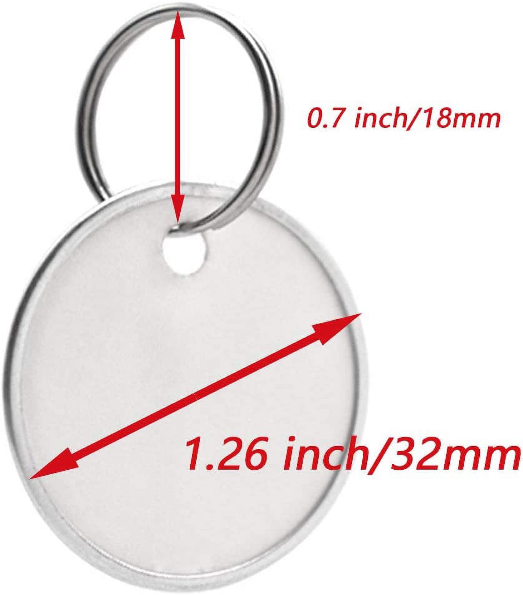 100PCS Metal Rim Key Tags,1.26 Inch Blank Round Rimmed Key Tag Paper Tags with Metal Split Rings,Small Coded Key Chain Keyring Set for Luggage,Pets,Kids Backpack,(White)