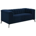thumbnail image 2 of Miekor Furniture Darci Blue Vertical Channel Tufted Loveseat with Metal Leg MK5244, 2 of 11