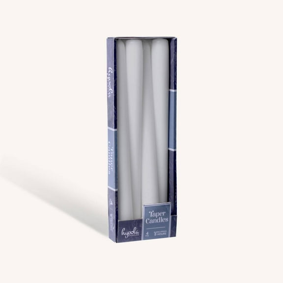 Hyoola 10" Light Grey Dripless European Made Taper Candles, Unscented Paraffin Wax with Cotton Wicks, 4-Pack