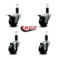 thumbnail image 2 of 3 Inch Hard Rubber Swivel 1-1/4 Inch Expand Stem Caster Set 2 Total Lock Brakes, 2 of 2