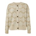 thumbnail image 2 of Floral Knit Women Long Sleeve Button Down Casual Sweater Cardigan, 2 of 6
