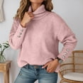 thumbnail image 2 of Women's Sweaters Womens Fall Tops Solid Color Scarf Collar Long Sleeve Pullover Sweater Top Button Detail Knitted Fall Winter Warm Casual Blouse Tunic, 2 of 8