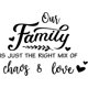 thumbnail image 3 of Calcomanías de pared familiares Nuestra familia es la mezcla perfecta de caos y amor. Vinilos de pared con forma de corazón, citas, letras, palabras, arte mural, decoración con letras., 3 of 3