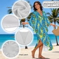 thumbnail image 6 of Xixirimido Blue Peacock Feather Print Women Kaftan Dresses Plus Size Swimsuit Coverup Batwing Sleeve Summer Bathing Suit Caftan Loungewear Beach Cover Up, 6 of 7