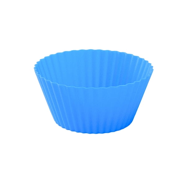 Xiao Hua Molde redondo de silicona reutilizable para hornear muffins, juego de 12, azul