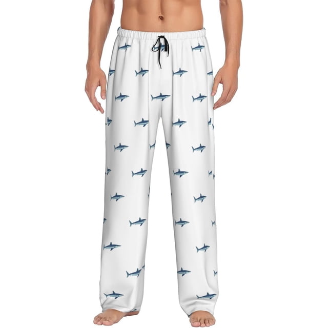 Fotbe Cute Shark Pantalones de Pijama para Hombre, Pantalones de Dormir, Pantalones de Casa con Cintura Ajustable y Bolsillos-X-Large
