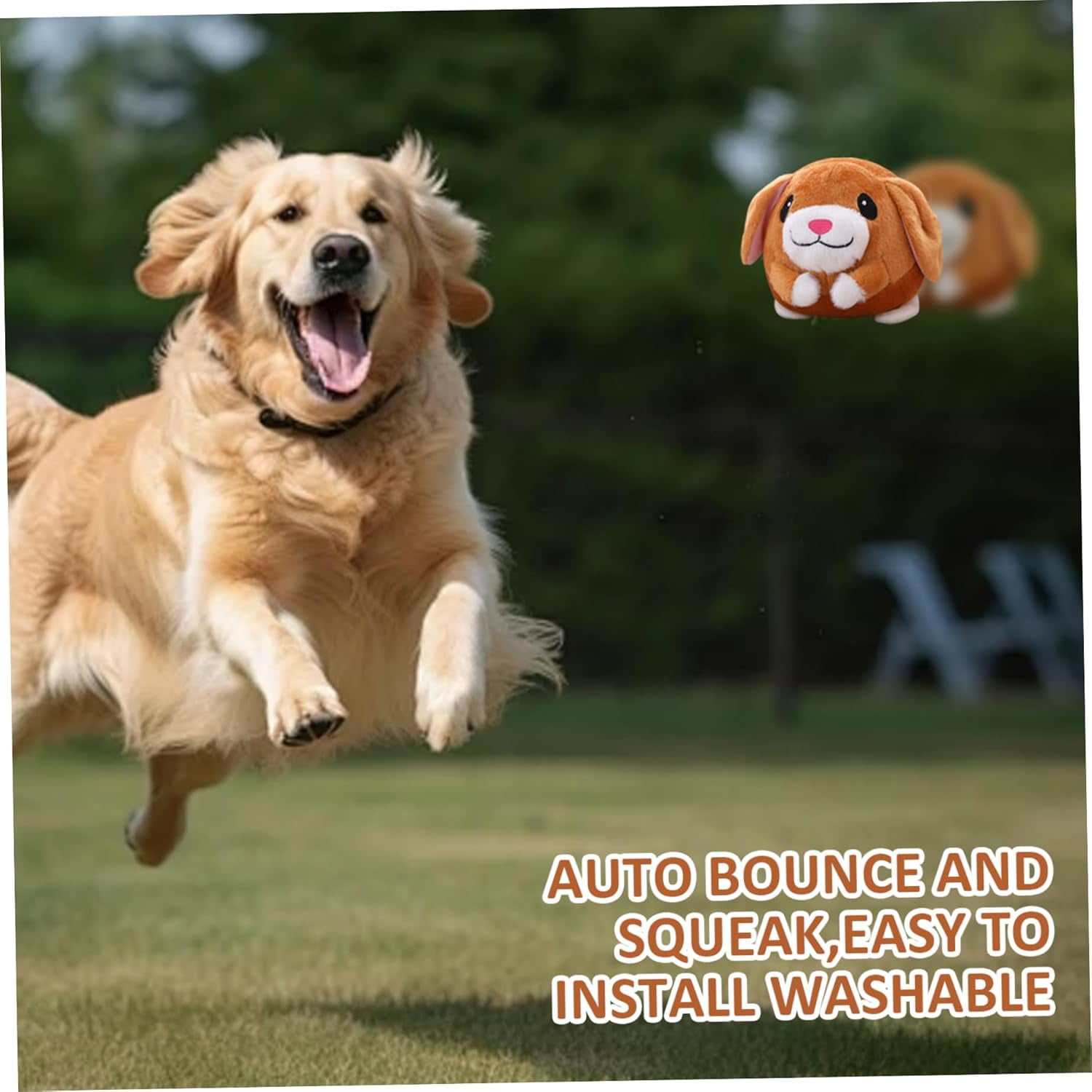 USB Rechargeable Interactive Bounce Dog Toy Plush Moving Pet Ball with Recording and Music Mode to Keep Dogs Busy Toy for Small Medium Puppies Indoor Play