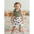 thumbnail image 6 of BemeyourBBs Toddler Baby Girl Mardi Gras Outfit Carnival Summer Clothes Sleeveless Lapel Collar Solid Color/Striped Vest Tank Tops Pleated Skirt Set, 6 of 9