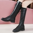 thumbnail image 5 of B91xZ Comfortable Boots for Women Low Heel Round Toe Zipper Knee High Riding Boots,Black 8, 5 of 5