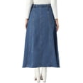 thumbnail image 3 of INSPIRE CHIC Casual Denim Maxi Skirt for Womens High Waisted Flared Panel Long Jean Skirts S Blue, 3 of 6