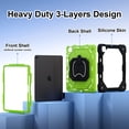 thumbnail image 4 of Decase Kids Case for Apple iPad Air 13 (M3)(M2) 13-inch 2025/2024,Shockproof Rotatable Stand Cover,Detachable Shoulder Strap,Rugged 3-Layer Tablet Shell with Pen Holder,Black+Green, 4 of 8