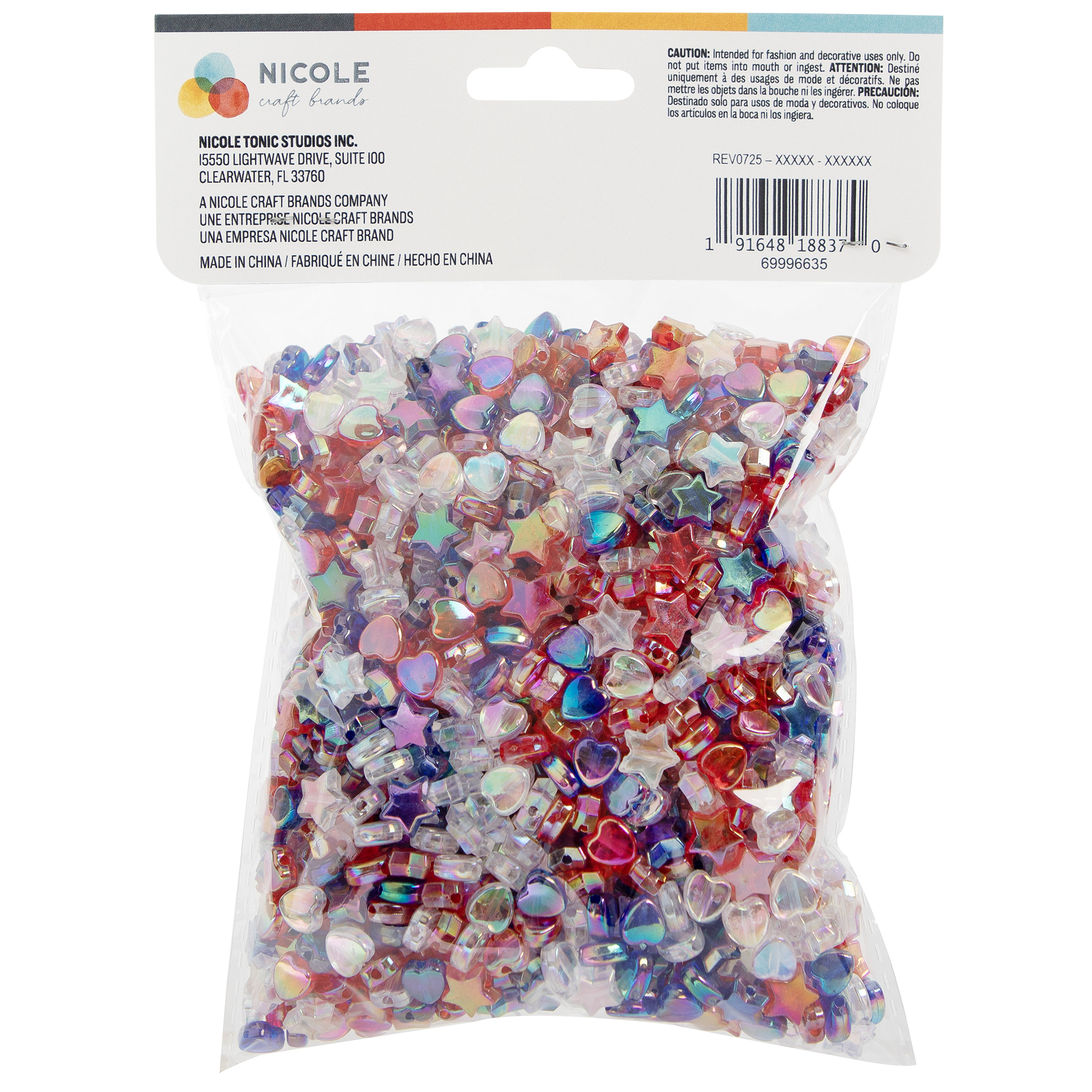 Cousin DIY Bead Mix for Jewelry Making, Patriotic Red White & Blue Stars and Heart Beads, 2000 Pieces