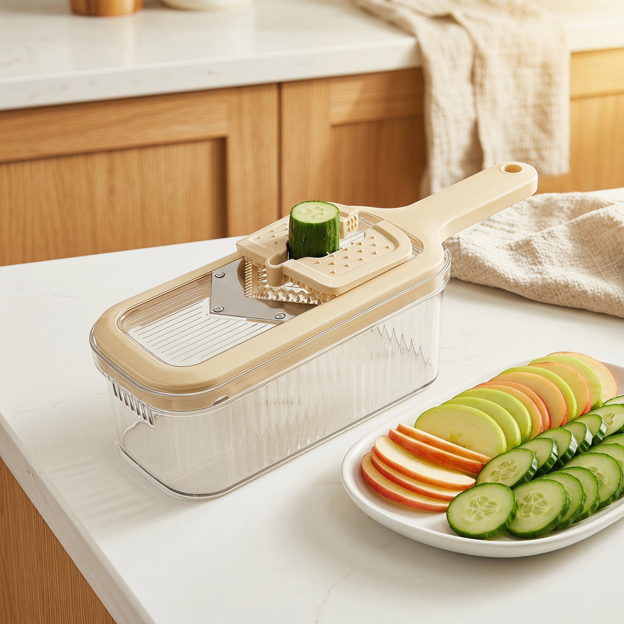 Unique Bargains Versatile 3-in-1 Vegetable Slicer and Chopper for Home White B 13.2"x4.3"