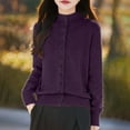 thumbnail image 2 of Cardigan Sweater for Women Long Sleeve Round Neck Knitted Button Down Women Cardigan Open Front Dark Purple Layering Top Fall Outfits for Women, 2 of 5