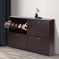 thumbnail image 1 of Freestanding Wooden Shoe Rack, Entrance Channel 4 Drawer Storage Box, Brown, 1 of 8