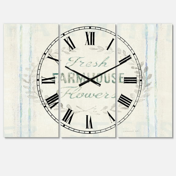 Designart 'Farmhouse Florals VIII' Farmhouse Wall Clock