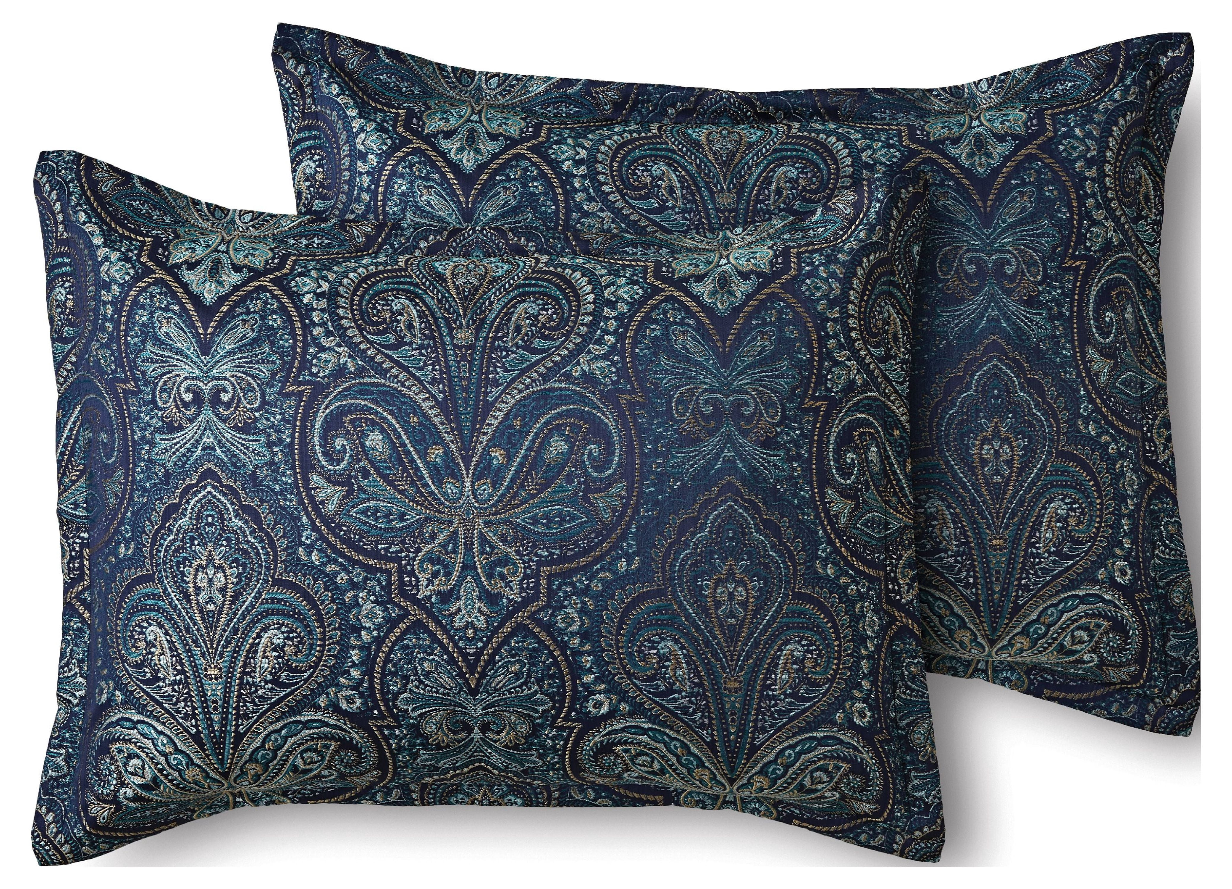Mainstays 7-Piece Damask Comforter Set, Teal, King, Shams, 3 Dec Pillows and Bed Skirt