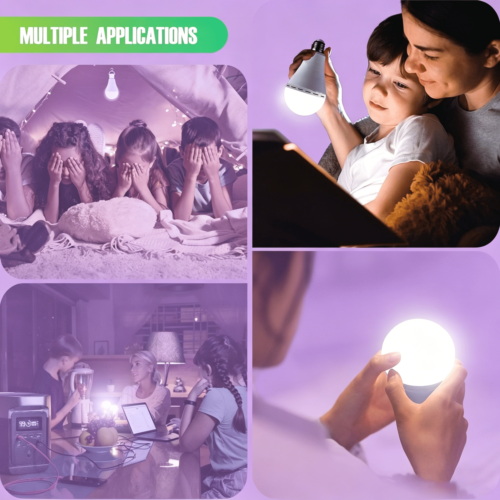 8pcs Rechargeable Emergency LED Light 12W E27 Base,for Power Outages Emergency Use