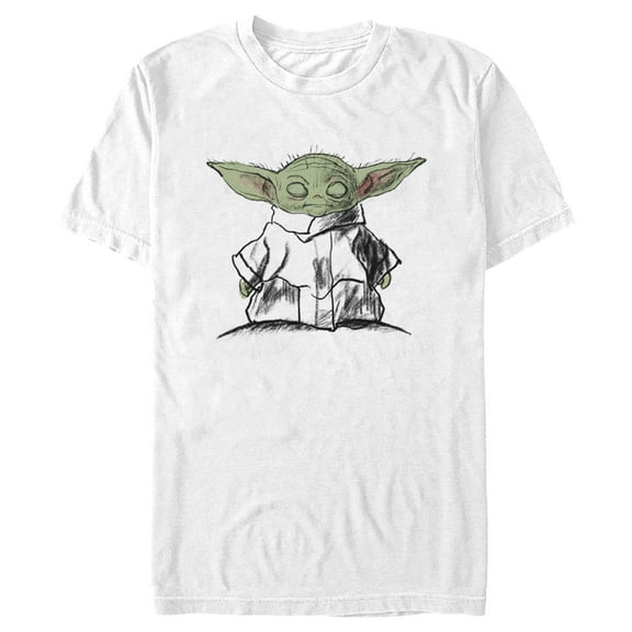 Men's Star Wars: The Mandalorian Grogu Meditate Sketch Graphic Tee White 3X Large
