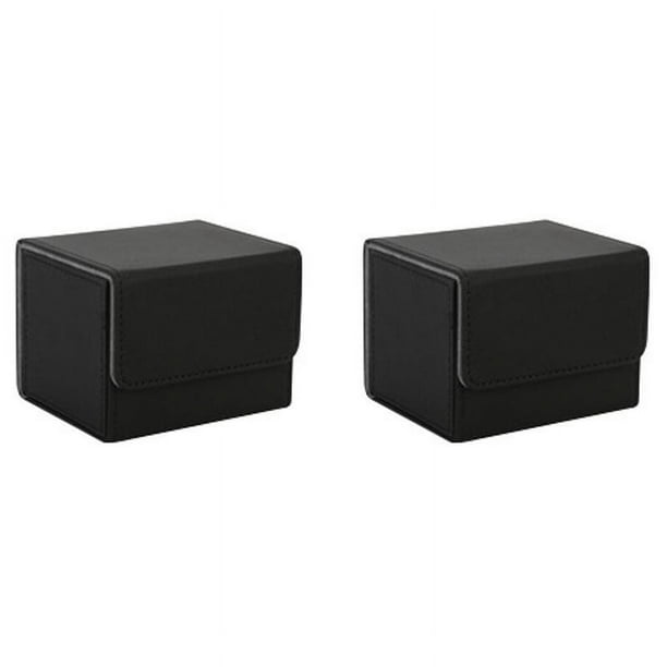 2X Caja de Tarjetas Caja de Tarjetas de Carga Lateral Caja de Cubierta para Yugioh Carpeta de Tarjetas Caja 100 +, Negro