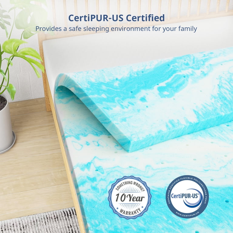 Releep 2-Inch Cooling Gel Mattress Topper – California King, 5-Zone Pain Relief, CertiPUR-US Certified – Ventilated Memory Foam
