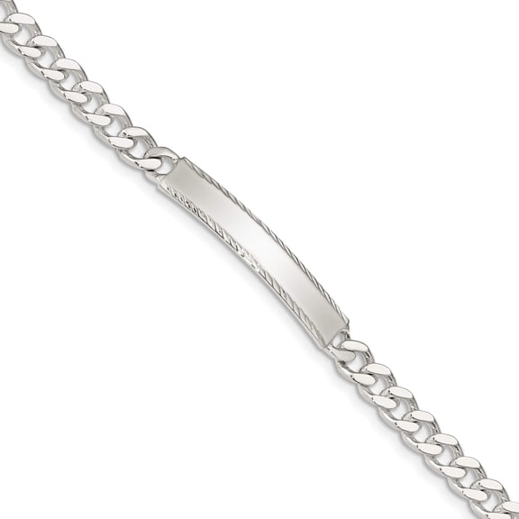 Sterling Silver Diamond-Cut Engraveable Curb Link Id Bracelet (7 X 5) Made In India qid103-7