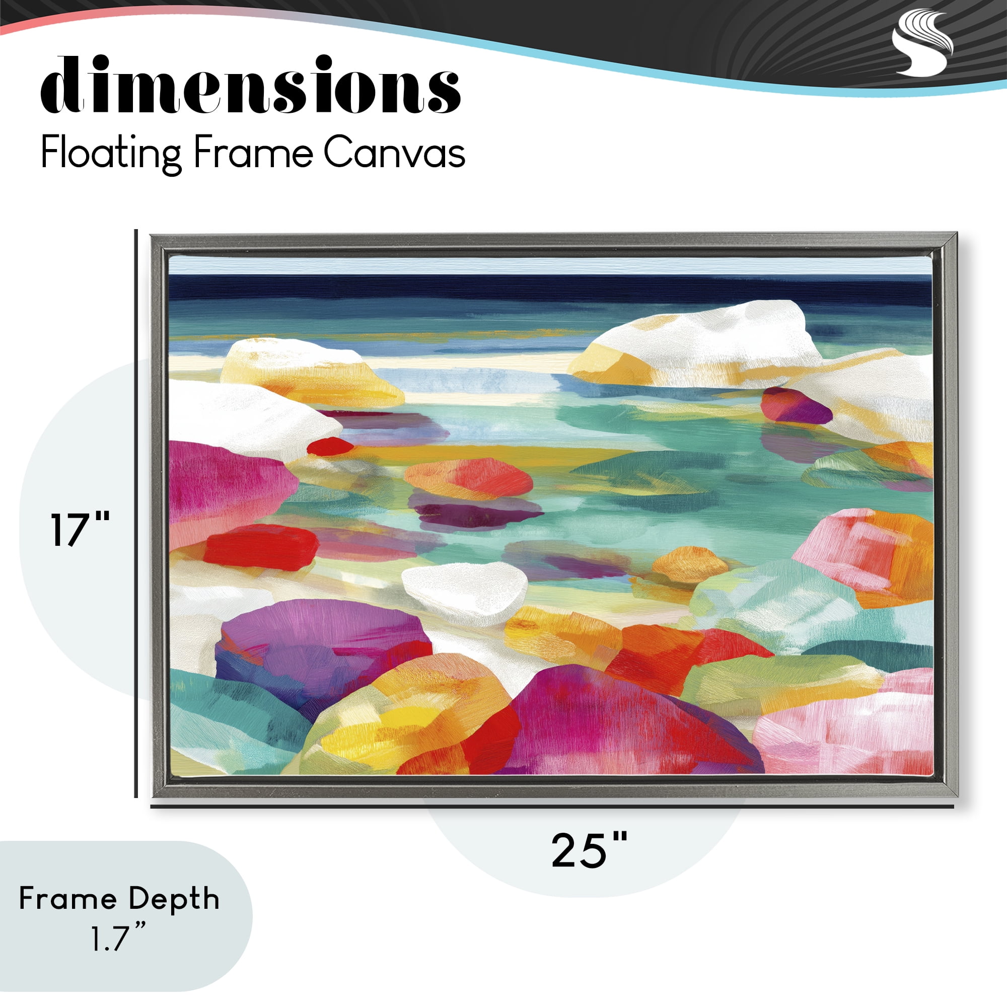 Stupell Industries Vivid Stones By The Shore Gray Framed Floater Canvas Wall Art, design by Chromatic Storm Studio