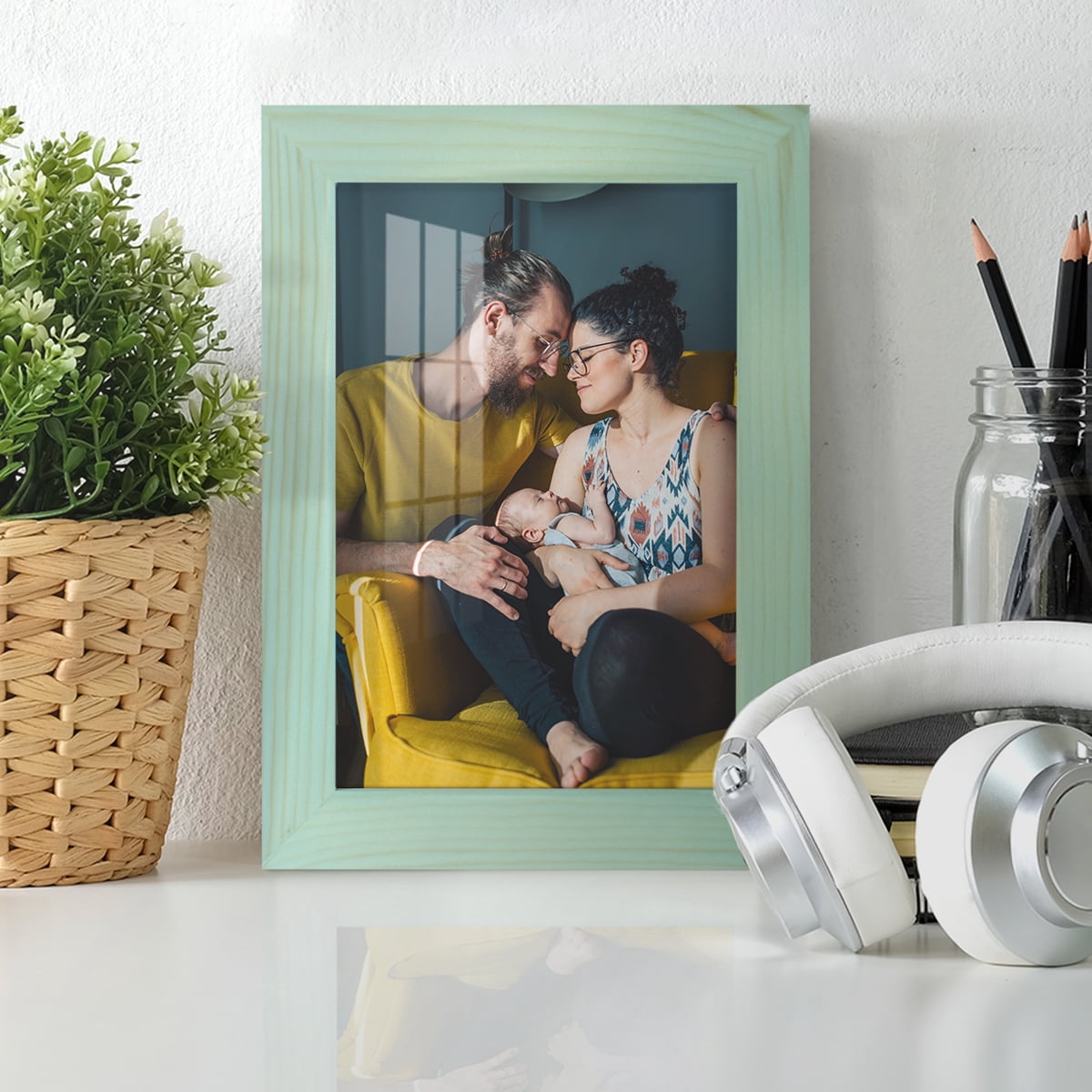 5x7 Wood Grain Picture Frame - Palegreen